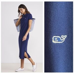 Vineyard Vines Navy Blue Pique Polo Midi Dress XL